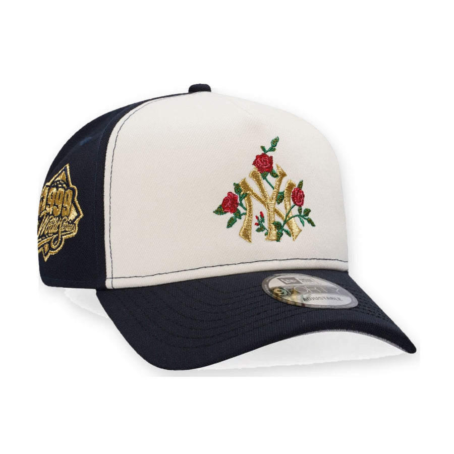 Gorra New Era Yankees World Series 1999 gold navy vista frontal de tres cuartos
